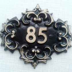 Address number sign 85 cast iron old apartment door plate