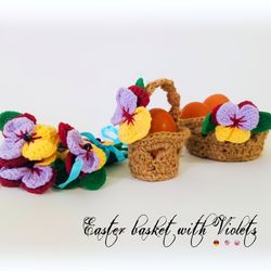 Easter basket with Violets. Crochet pattern