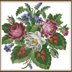 PDF Berlin Flowers - Antique Cross Stitch Pattern - Reproduction Vintage Scheme 19th century - Digital Download - 1033