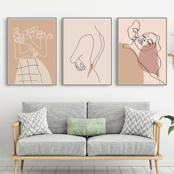3 beige prints on the wall on the theme of love 7