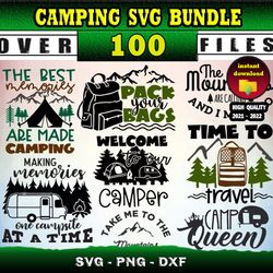 100 CAMPING MEGA BUNDLE SVG, PNG, DXF files for cricut, Bundle Layered