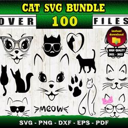 100 CAT MEGA BUNDLE SVG, PNG, DXF files for cricut, Bundle Layered