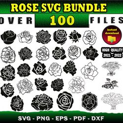 100 ROSE MEGA BUNDLE SVG, PNG, DXF files for cricut, Bundle Layered