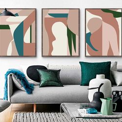 abstract posters pink wall art abstract woman downloadable prints abstract female set of 3 modern artwork bedroom decor