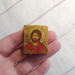 Saint Alexander Nevsky | Hand painted icon | Travel size icon | Orthodox icon for travellers | Small Orthodox icons