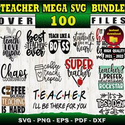 100 TEACHER MEGA BUNDLE SVG, PNG, DXF files for cricut, Bundle Layered