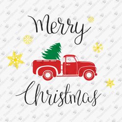 Vintage Truck Merry Christmas SVG Cut File Design