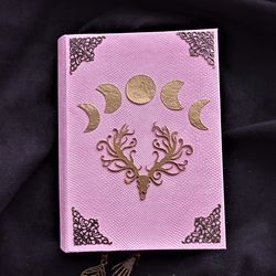 Gothic pink spell book real Completed witches journal Beginner book of shadow prewritten with text wicca