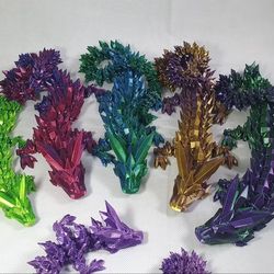 Movable Gemstone Crystal Dragon 3D Printed - articulated Dragon - Desk Toys - Office Office Tabletop Toy