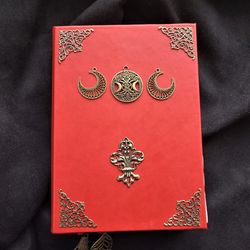 Beginner book of shadow Grimoire starters Wicca spell book prewritten with text completed red