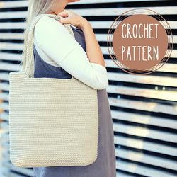 Crochet Tote Bag Pattern, Crochet bag DIY, Beach bag, Market bag, Reusable grocery bag, Shopping bag, Boho handbag