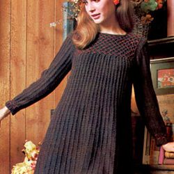 Womens Knit Dress, Mini Dress, Sweater Blouse Pattern, Knitted Pullover, Knit Sweater Cardigan, Instant Download