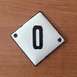 Zero number sign enamel metal vintage apartment 0 door plaque