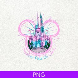 cute mouse ear castle png, watercolor castle clipart png, magical kingdom png, retro colorful castle, sublimation design