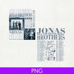 vintage jonas brothers png, retro jonas brothers merch, jonas brothers album png, 5 albums 1 night, jonas tour png