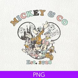 mickey & co est.1928 downlad, vintage disney friends png, vintage mickey and co 1928 png, family mickey and friends png