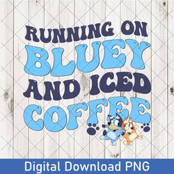 retro bluey running on muffin and iced coffee png, muffin bluey png, muffin png, bluey birthday party png, muffin heeler