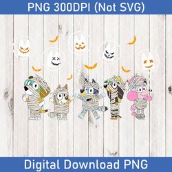 bluey trick or treat halloween png, bluey halloween png, bluey friends png kids, happy halloween png, bluey horror