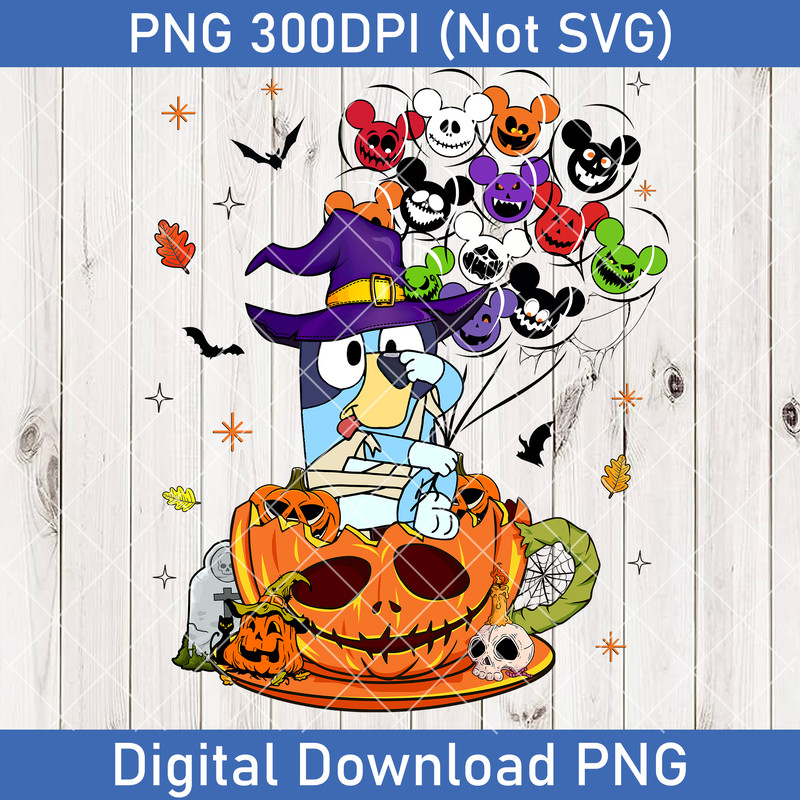 Blue Halloween PNG Spooky Blue PNG Blue Family Halloween PNG Cute Ghost Blue And Friends PNG Witch Bluey And Bingo 0
