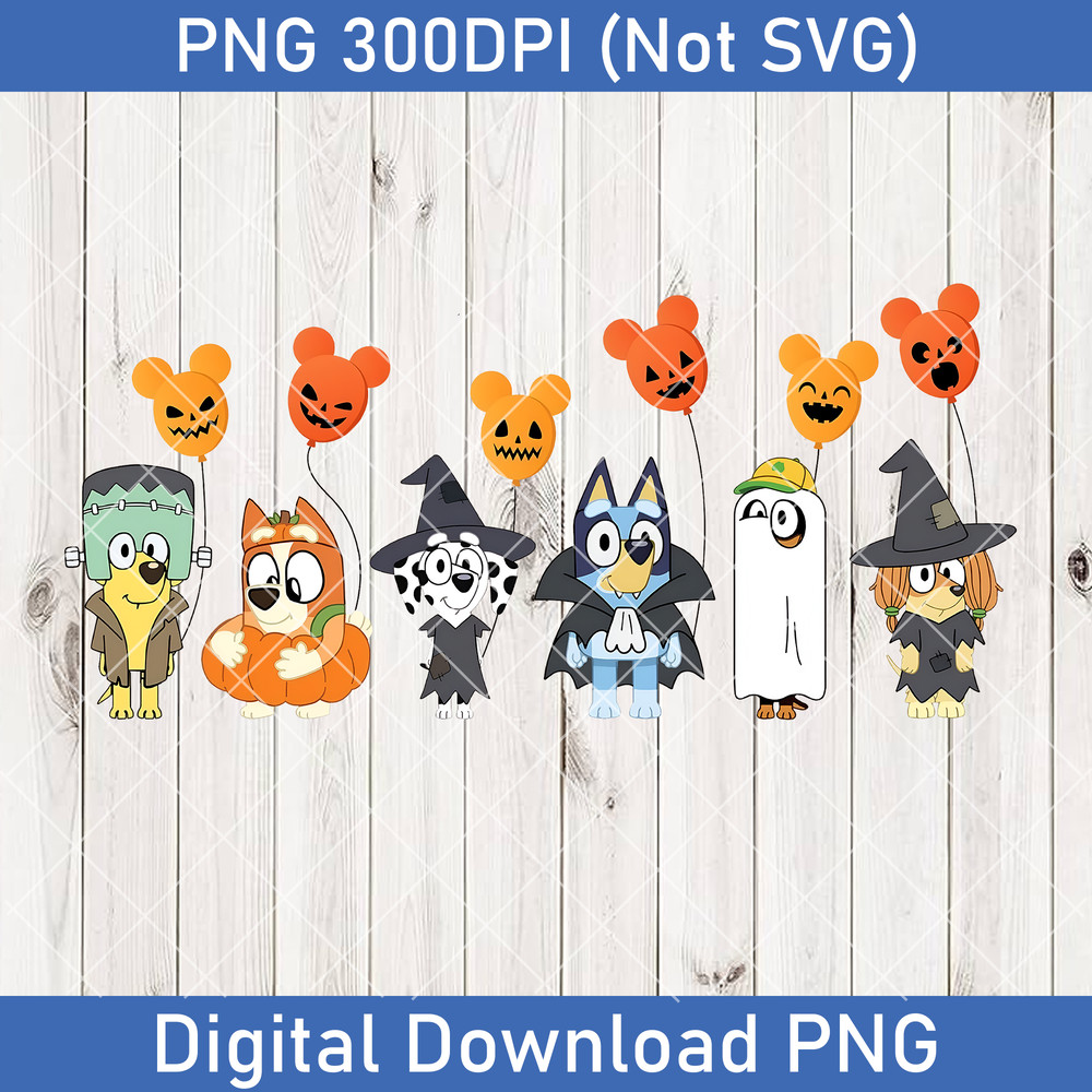 Cute Spooky Blue Halloween Png Halloween Blue Family Png Ghost Blue And Bingo Halloween Png Spooky Season Png Spooky 0