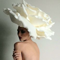 Giant creamy rose Derby hat 50cm Wedding headpiece Bridal Hat Wedding Headpiece Flower headdress