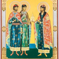Saints Boris, Gleb and Roman icon | Orthodox gift | free shipping from the Orthodox store