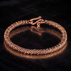 Narrow wire wrapped pure copper bracelet for him or her, Stranded wire bangle, Unique artisan jewelry