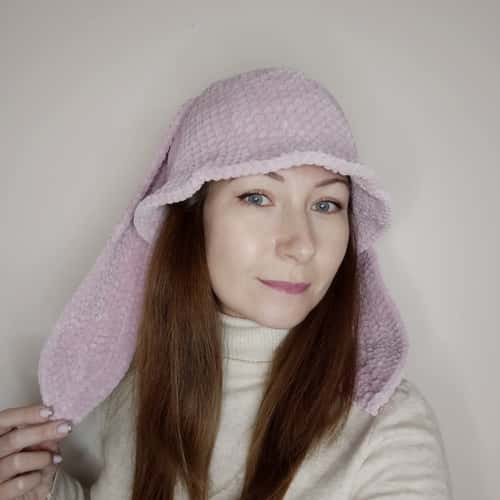 Plush bunny bucket hat Cute bucket hat with bunny ears Gift for bunny mom