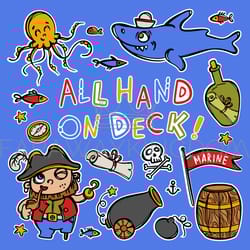 captain hook and shark corsair cartoon sticker collection