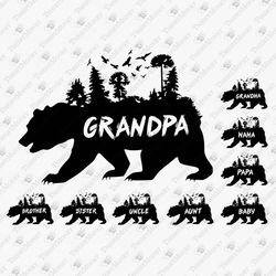 Nature Bear Dad Mom Sister Grandpa Template SVG Cut File