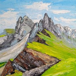 Oil Painting Mountains Palette Knife Original Art Wall Art Landscape Painting Canvas Pasty Painting Artist Tatiana Vakhr