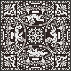 PDF Cross Stitch Blackwork Pattern - Counted Monochrome Antique Embroidery Pattern - Reproduction Vintage Sampler - 011
