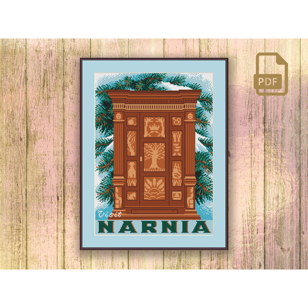 Visit Narnia Cross Stitch Pattern, Movie Cross Stitch Pattern, Magic Cross Stitch Pattern, Retro Travel Pattern #tv_083