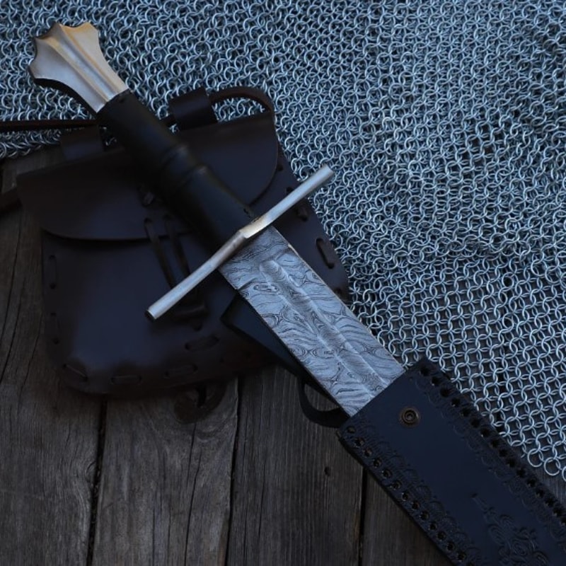 Celestial Dance Damascus Steel Sword Medieval Hand Forged Templar Inspire 2jpg