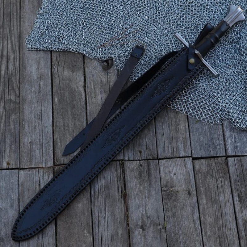 Celestial Dance Damascus Steel Sword Medieval Hand Forged Templar Inspire 5jpg