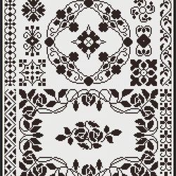 PDF Cross Stitch Blackwork Pattern - Counted Monochrome Antique Embroidery Pattern - Reproduction Vintage Sampler - 009