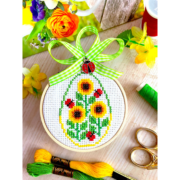 SUNFLOWER EASTER EGG Ornament cross stitch pattern PDF by Cr Inspire