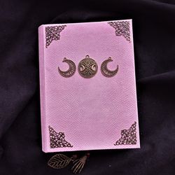 Wiccan spell book real journal for the new witch triple moon Pink witch grimoire practical magic
