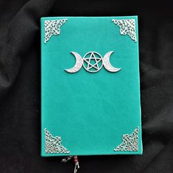 Real spell book Prewritten grimoire custom mint triple moon Complete witchcraft book for the new witch Dark grimoire
