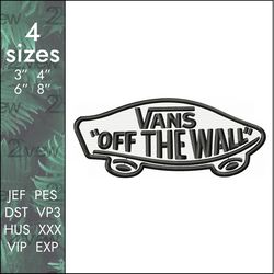 VANS Embroidery Design, Off The Wall logo skateboard, 4 sizes
