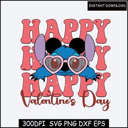 Valentines day stitch Layered Svg, stitch valentines Svg, valentines svg, blue alien, Svg, Png, Dxf, Pdf