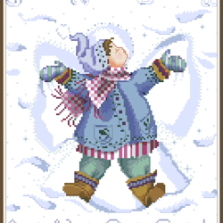 PDF Cross Stitch Pattern - Snow Angel Boy - Counted Sampler Vintage Scheme Cross Stitch - Digital Download