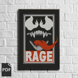 venom cross stitch pattern, marvel comics cross stitch, digital pdf