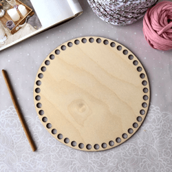 Small/large circle wooden bottoms, large wooden bottom base  for crochet baskets with holes, Diy crochet storage basket