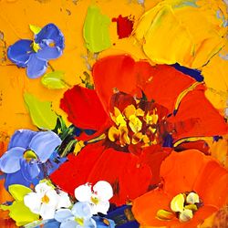 Poppy Painting Wildflower Original Art Flowers Impasto Oil Painting Floral Artwork