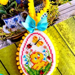 DUCK GIRL EASTER EGG Ornament cross stitch pattern PDF by CrossStitchingForFun Instant Download, Easter Egg cross stitch