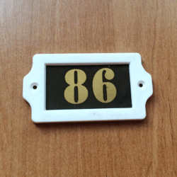 86 number sign plastic vintage apartment address plate
