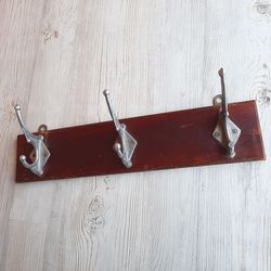 Soviet wall wooden hanger 3 hooks vintage - Old Russian coat rack