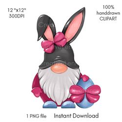 Girl Rabbit Gnome Original Art, Fast download, Sublimation graphics, PNG