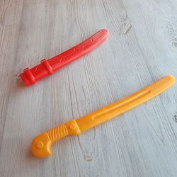 Plastic dagger vintage kids Soviet weapon toy red yellow
